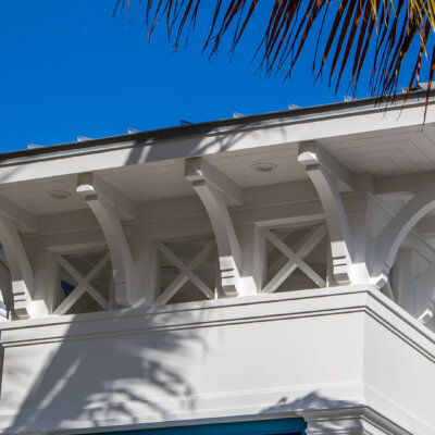 Architectural millwork with brackets, rafter tails and soffit by HB