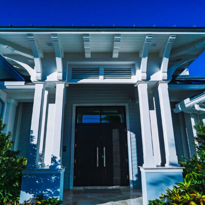 Architectural millwork with brackets, rafter tails and soffit by HB