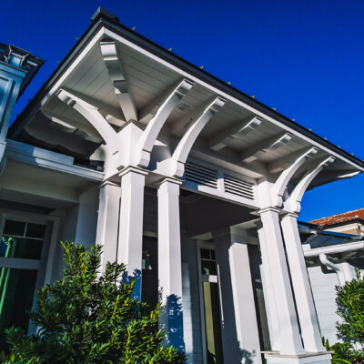 Architectural millwork with brackets, rafter tails and soffit by HB