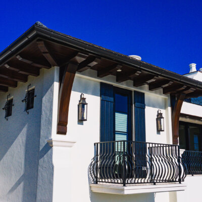 Architectural millwork with brackets, rafter tails and soffit by HB