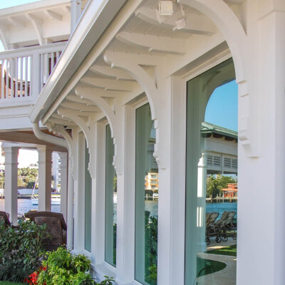 Architectural millwork with brackets, rafter tails and soffit by HB