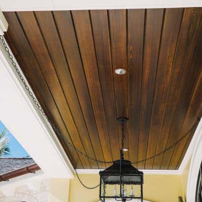 Home design Soffit system comprised of rafter tails, fascia board, and pvc brackets made by hardie boys inc.