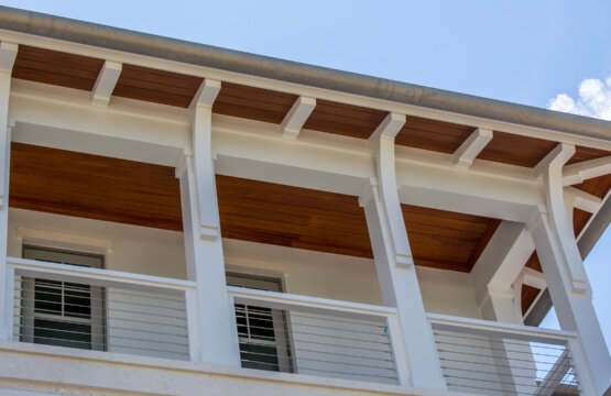 PVC columns on elevation on a florida home made by hardie boys inc