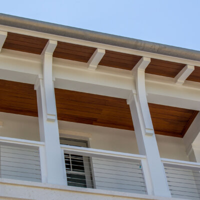 PVC columns on elevation on a florida home made by hardie boys inc