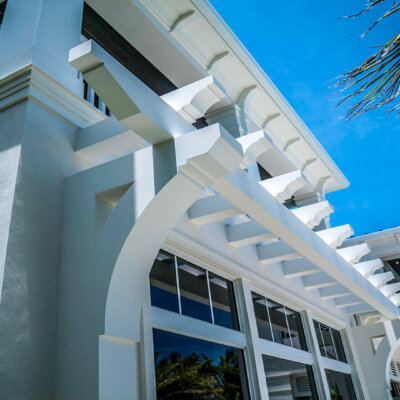 pergola above windows on a florida home