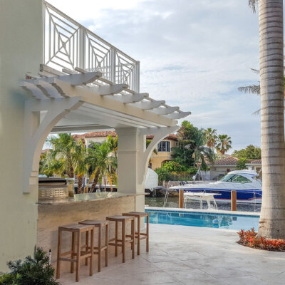 decorative brackets and rafter tails for bar