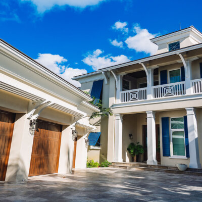 PVC Trellis on florida home by hardie boys