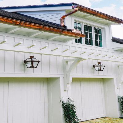 trellis above garage with pvc brackets