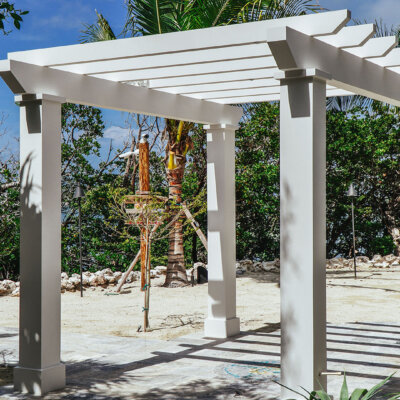 PVC Trellis on florida home by hardie boys