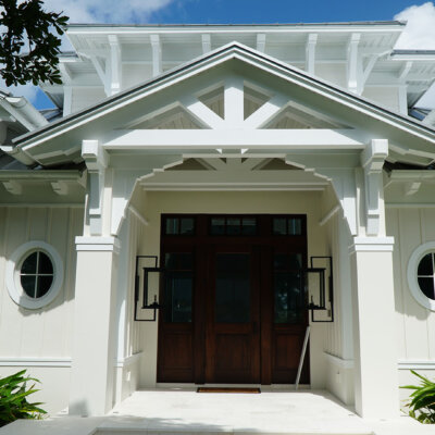 Architectural millwork with brackets, rafter tails and soffit by HB