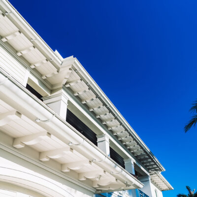 sofft with decorative rafter tails