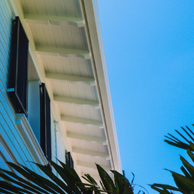 pvc rafter tails on a soffit ceiling