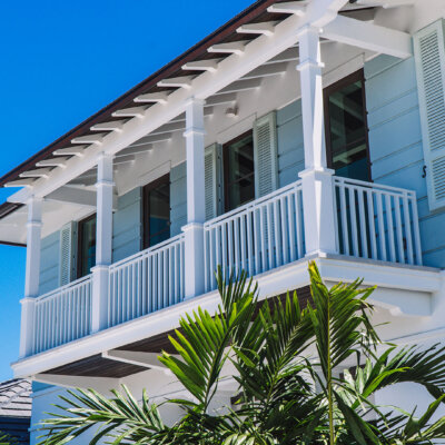 exterior trim elevation with rafter tails and soffit ceiling