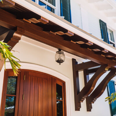 soffit ceiling with rafter tails and brackets