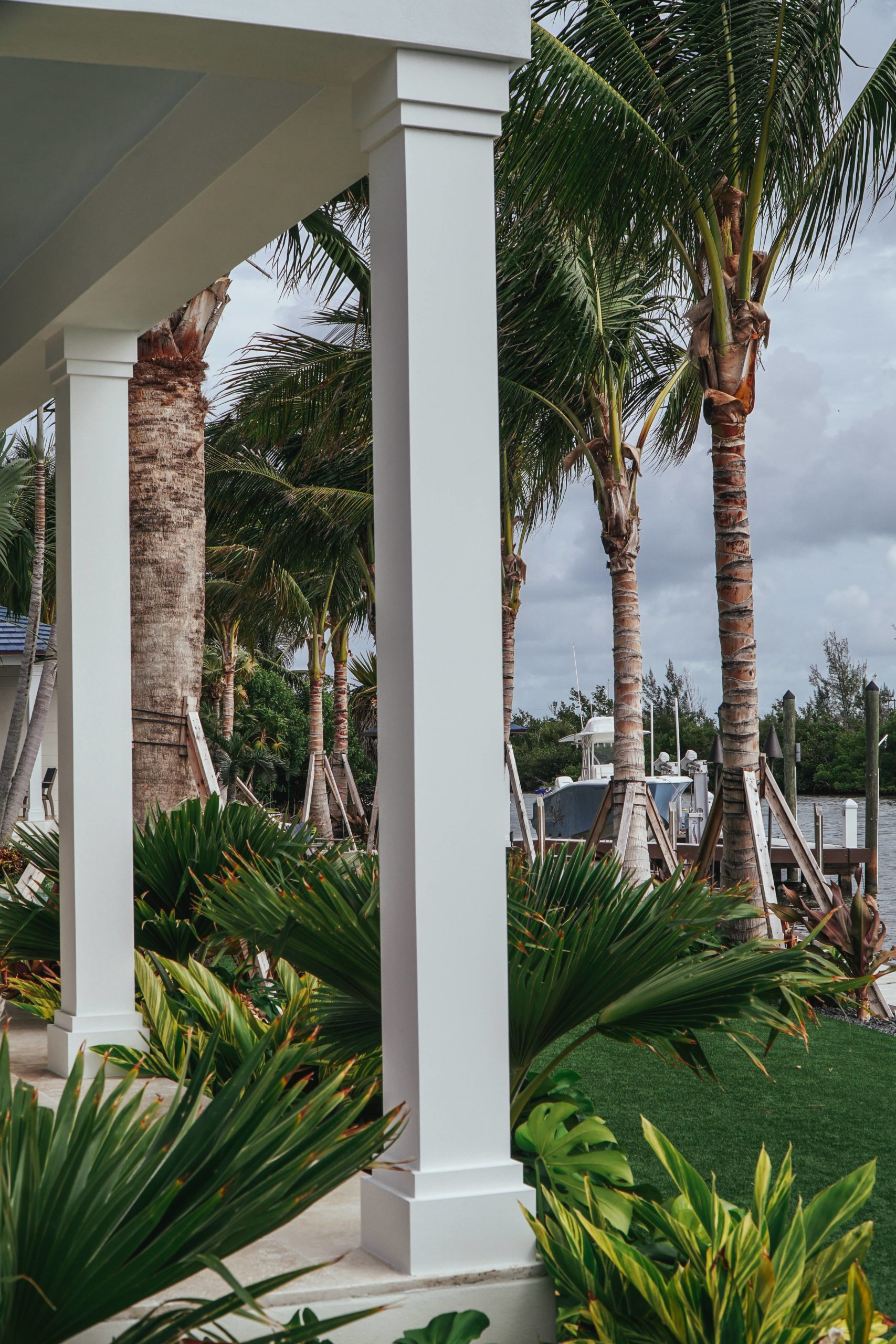column on coastal home