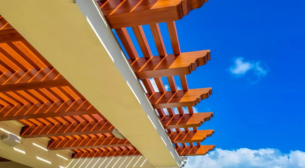 element stain series on a pergola