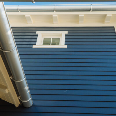 rafter tails on an island home. decorative millwork