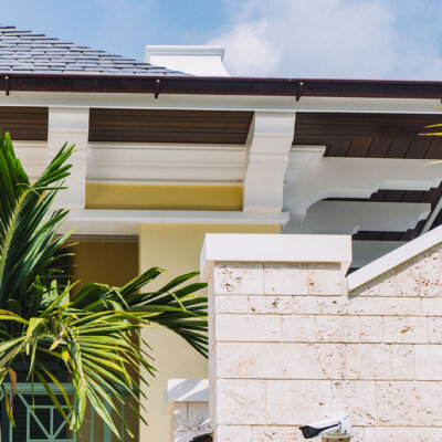 rafter tails hanging on a soffit